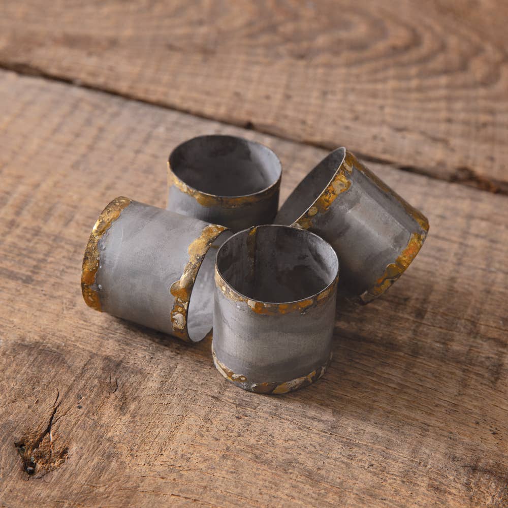 CTW Home Collection - Wholesale Napkin Ring - Set of Four Galvanized & Gold Napkin Rings1