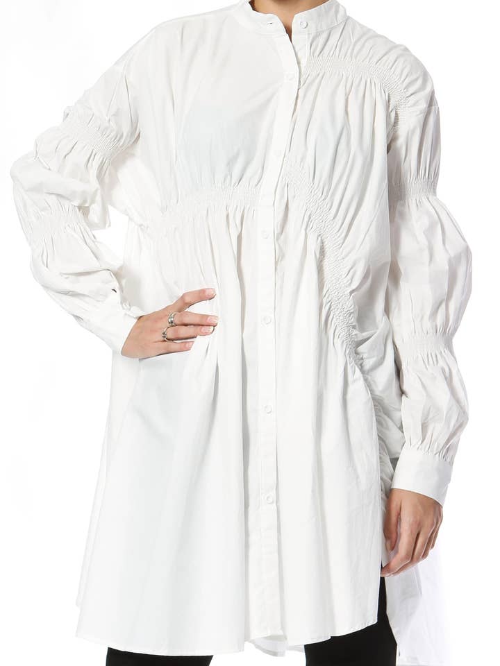 Hemdjurk met ruches voor wholesale door Luxe & Leather by Madonna & Co