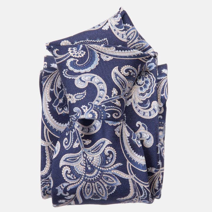 Novara - Printed Silk Tie - Navy for wholesale by Elizabetta Made in Italy USA
