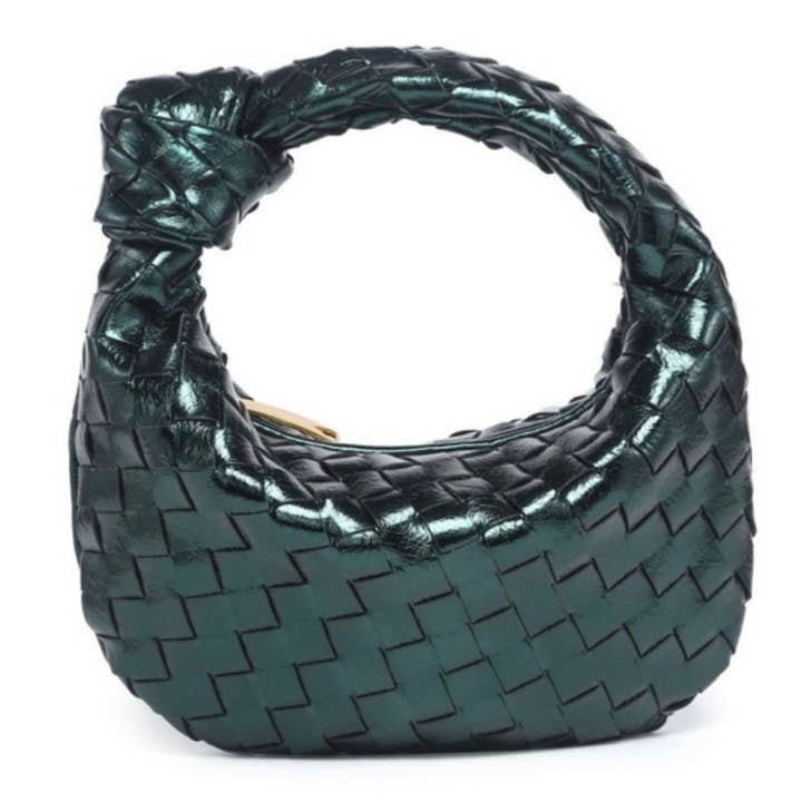 Ava Woven Knotted Handbag Pine- CLOSEOUT DEAL! for wholesale by Lemonbella