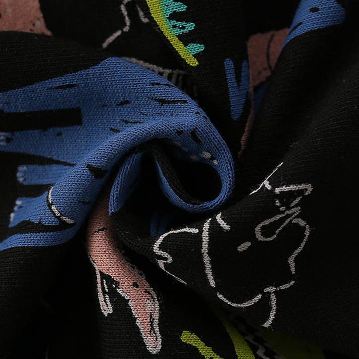 Sort Baby Boy Overalt Dinosaur Print Mønster Western Style Hoodi for engroshandel på Faire
