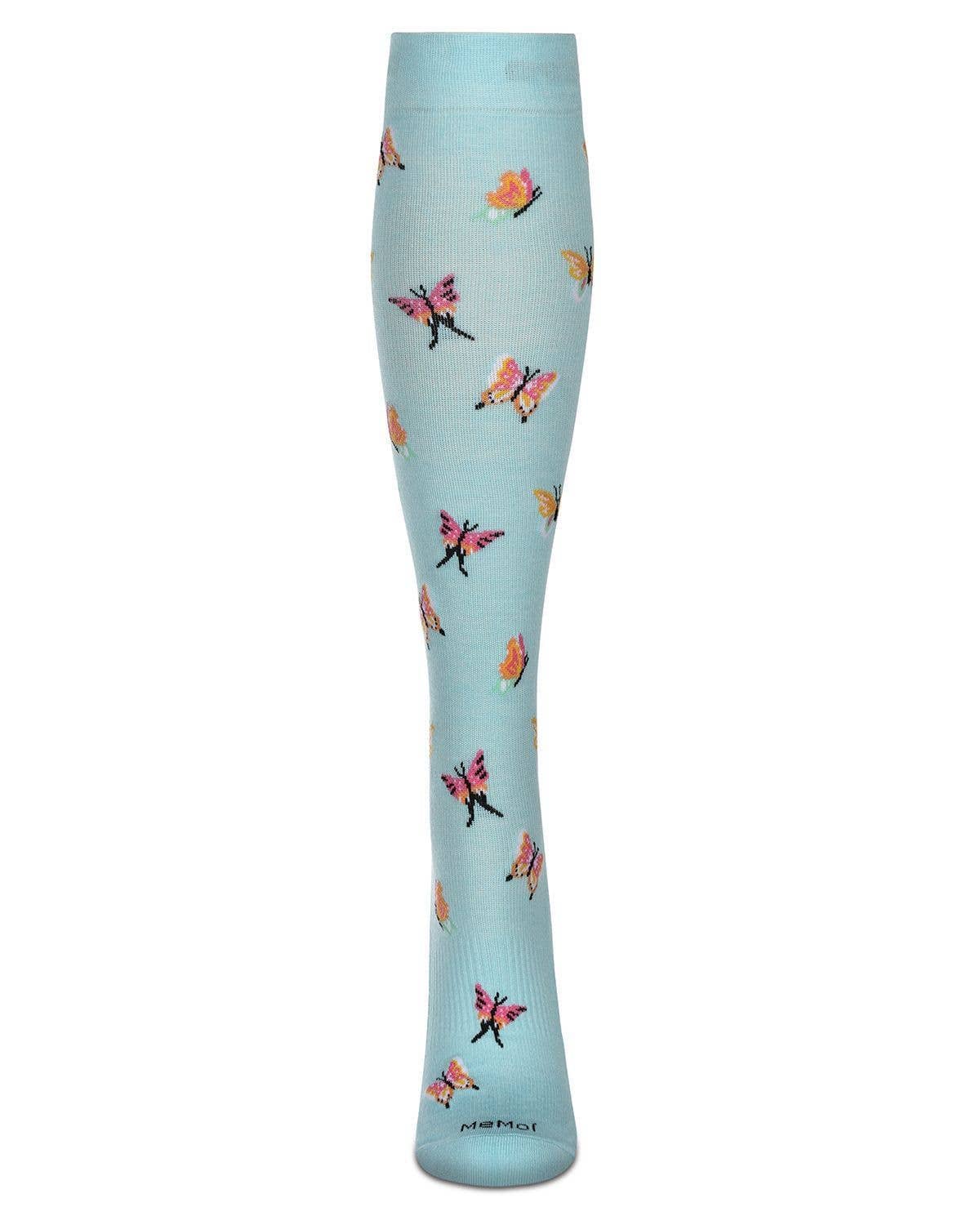 Blue Frost Butterfly Bamboo Compression Socks for wholesale on Faire1