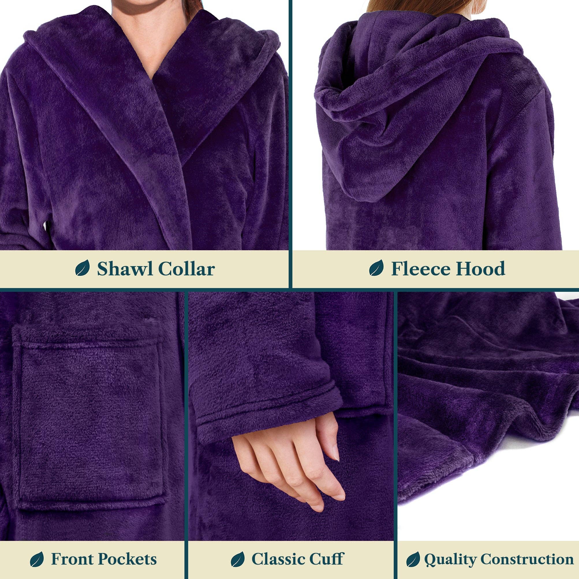 Pavilia - Wholesale Robe - Women's - Women's Classic Fleece Robe with Hood41