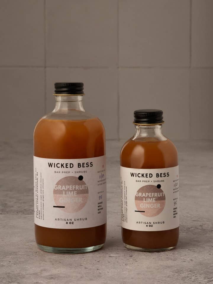 Grapefruit Cinnamon Lime Ginger Shrub for wholesale by Wicked Bess