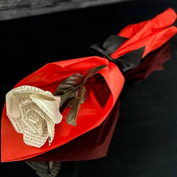 Literary Blooms – wholesale Artificial flowers – Handmade Dracula Paper Flowers–Roses made from Upcycled Book10
