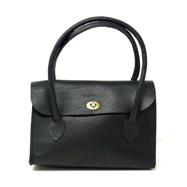 Baguette leather handbag black for wholesale by Artisan Stories