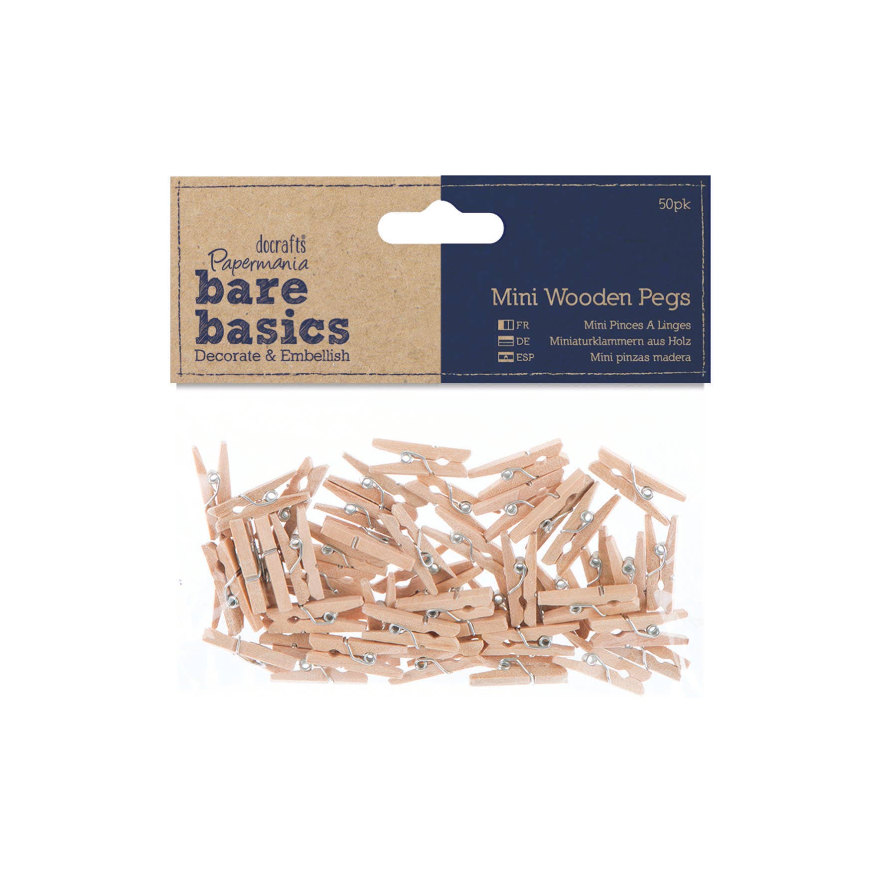 West Design Products - Venta al por mayor Material para manualidades - Bare Basics - Pinzas pequeñas de madera (paquete de 50)0