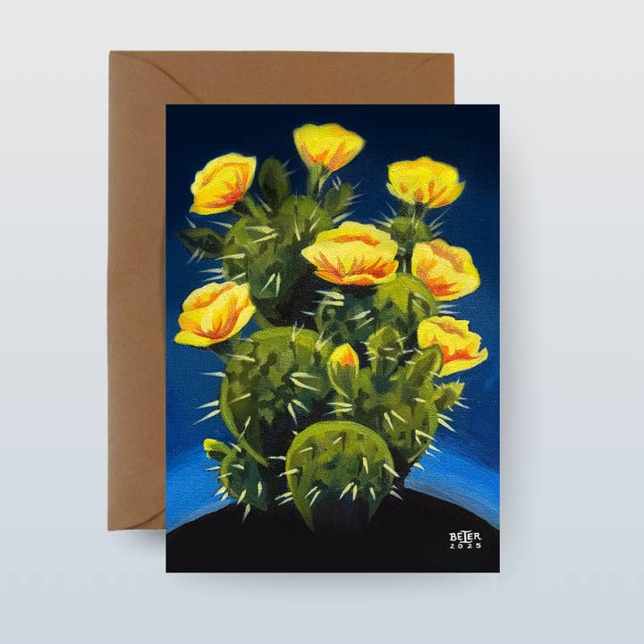 5"x7" Prickly Pear Greeting Card with Kraft Envelope for wholesale by Painting the Southwest