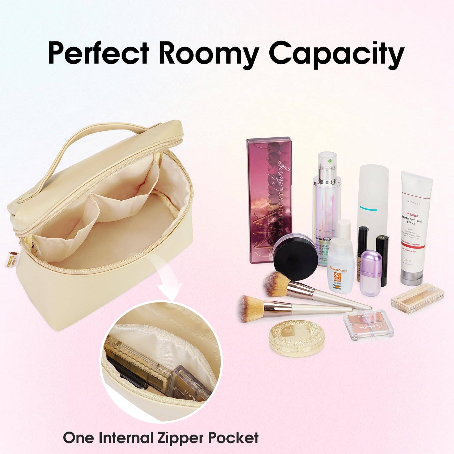 wandf - Wholesale Makeup/Cosmetic Bag - Makeup Cosmetic Bag Eco Vegan Leather With Built-in Pocket7