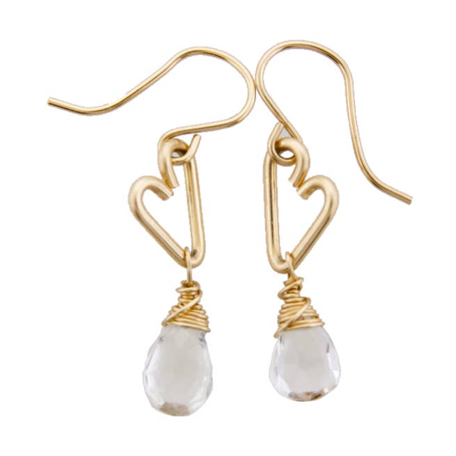 Boucles d'oreilles pendantes coeur - Quartz Cristal - Petit pour la vente par Soul Stonz
