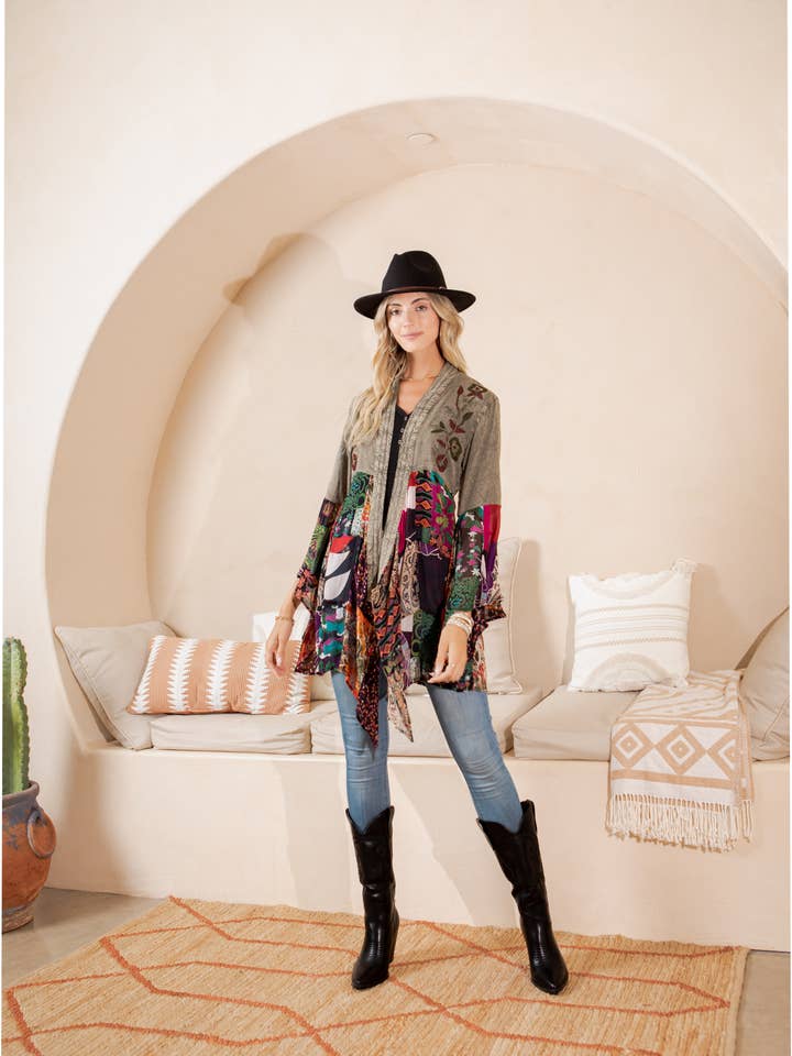 Gravel Bohemian Rhapsody : Embroidered Long Kimono
for wholesale on Faire