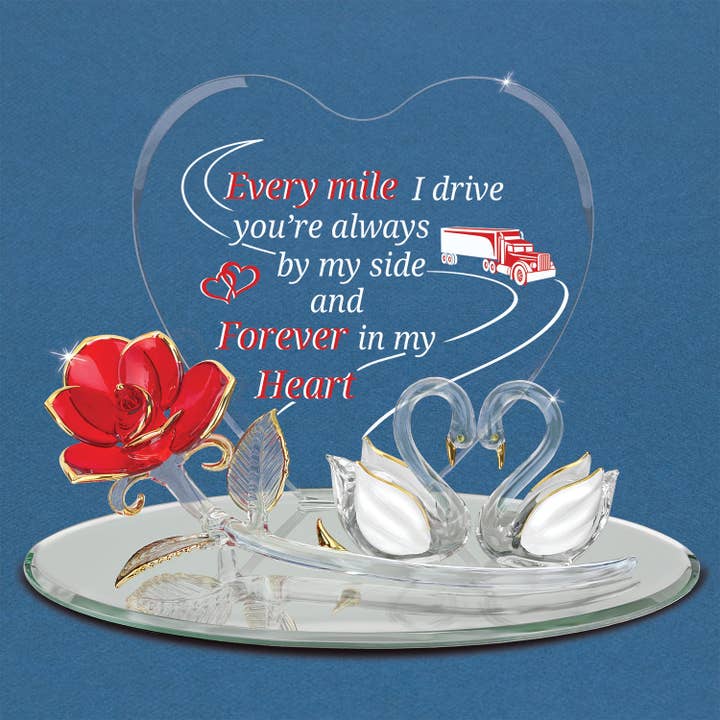 EM9 430-S: Rose with Swans "Every Mile" for wholesale by Glass Baron