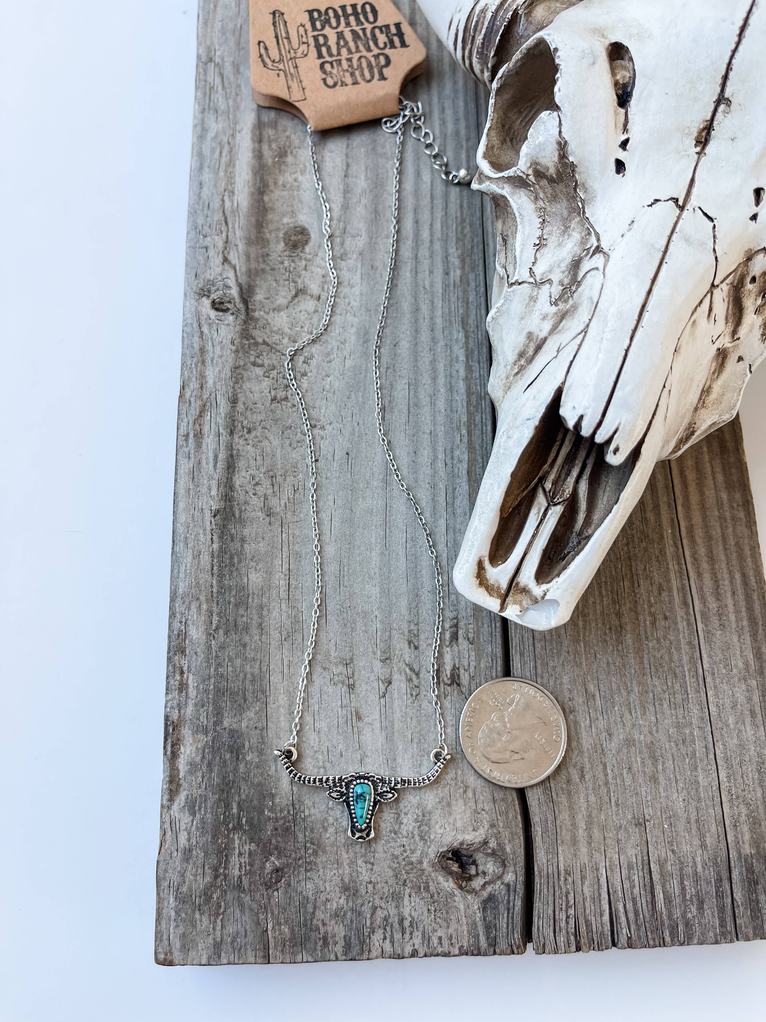 Boho Ranch Shop - Wholesale Pendant/Charm Necklace - Western Steer Skull Head Necklace3