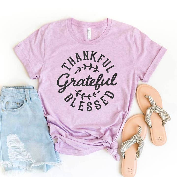 Camiseta Thankful Grateful Blessed - Bella Canvas por atacado de Printliss