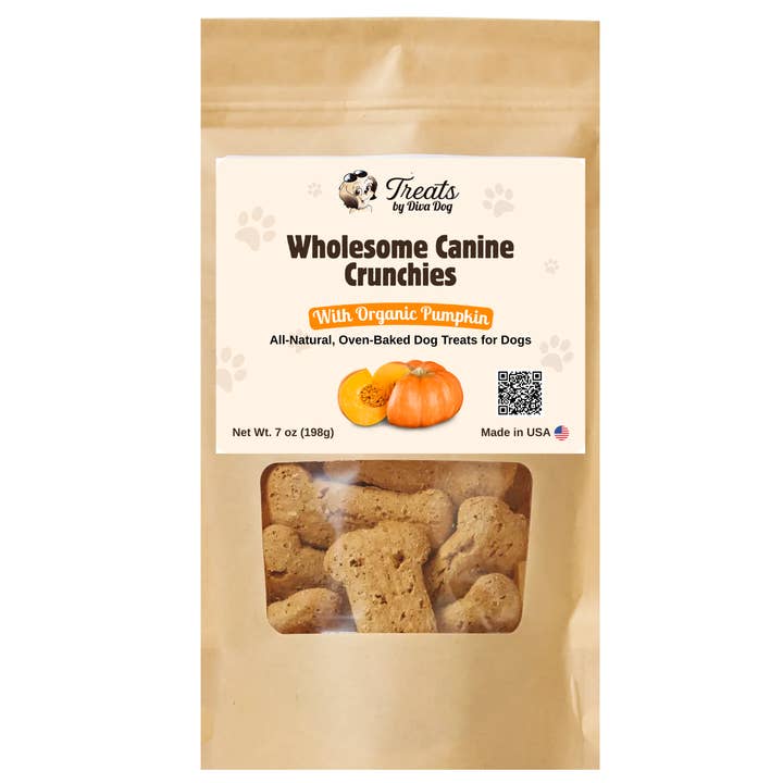Treats by Diva Dog: Wholesome Canine Crunchies with Organic Pumpkin Dog Biscuits for wholesale by Diva Dog Clothing