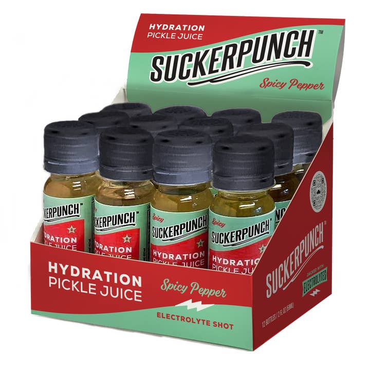 SuckerPunch Pickles - Wholesale Wellness Juice/Tonic - 2oz Spicy Pickle Juice Electrolyte Shot - 12x1