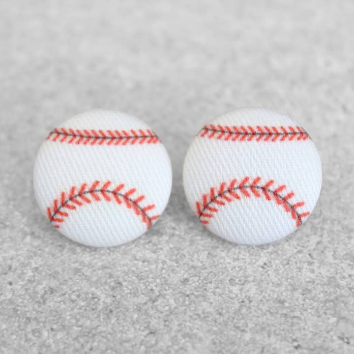 Rachel O's - Wholesale Stud/Post Earrings - Bold 7/8 Inch Baseball Bikes Fabric Button Earrings