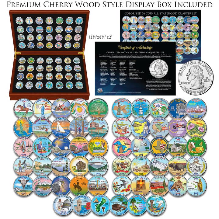 1999-2009 Komplett färgat uppsättning State Quarters 56-Coin S för wholesale av The Merrick Mint