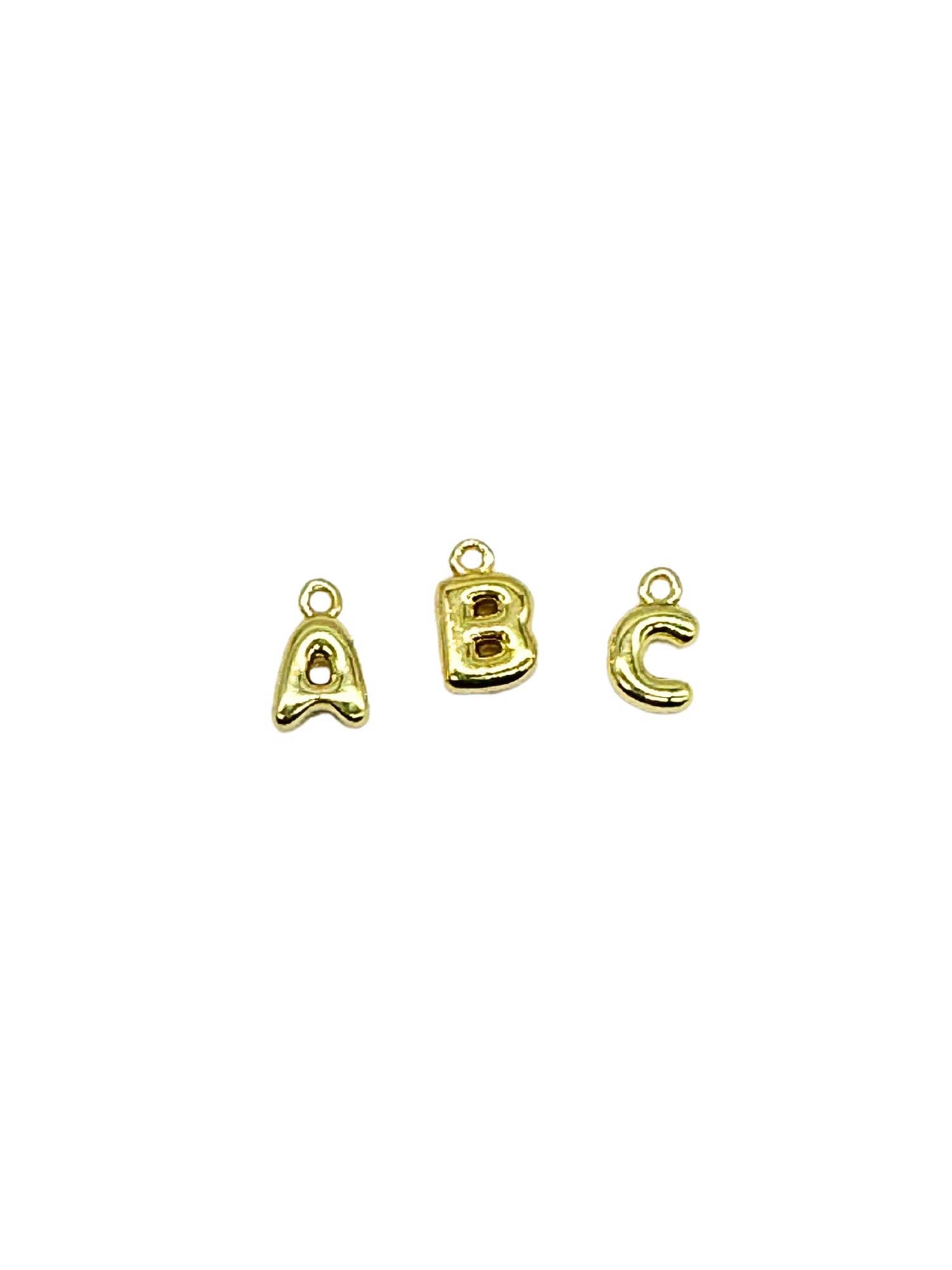 The Charm Bar Company - Vente Breloques/médailles personnalisées - Alphabet en lettres bulles plaqué or 18K - lot de 26 pièces2