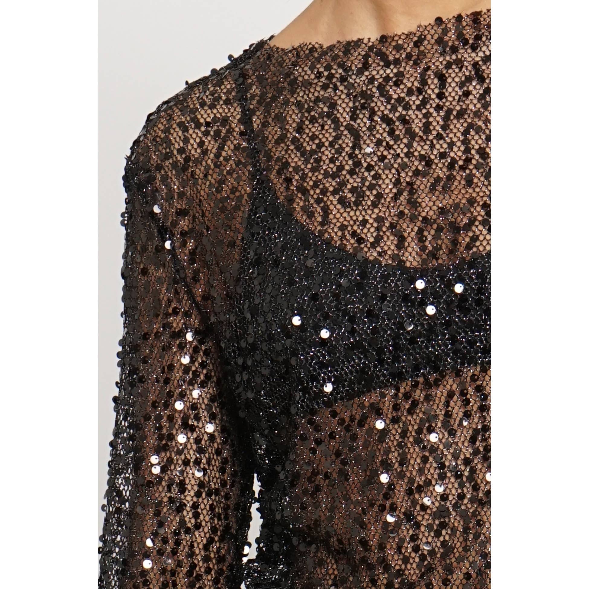 Sans Souci - Wholesale Knit Top - Women's - SEQUIN FISHNET TOP3