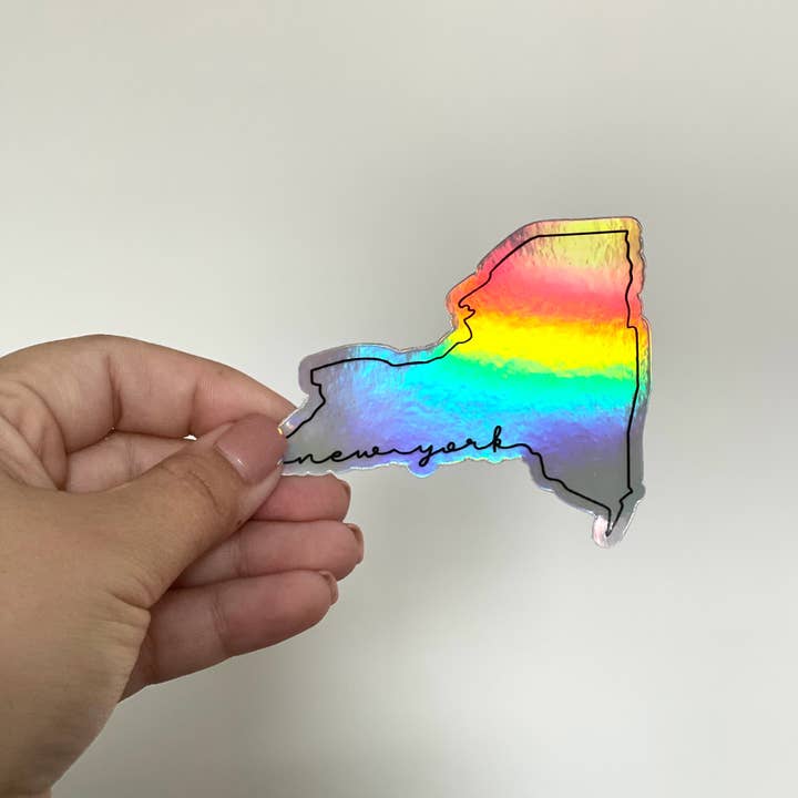 Autocollant holographique New York pour la vente par Megan Hall Creative