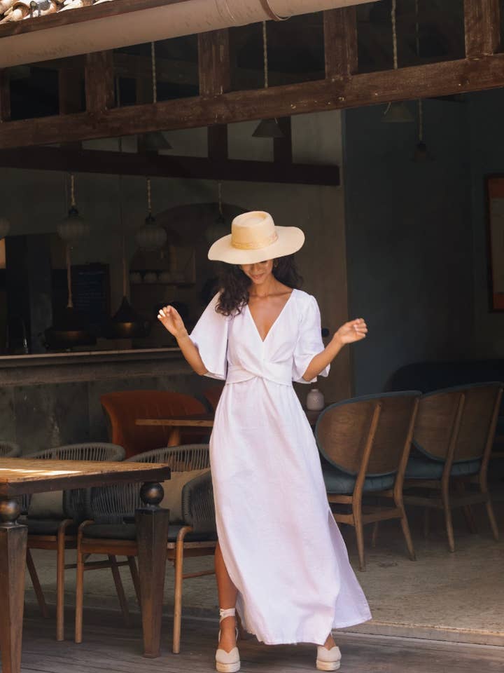 Maxi linen dress AGRA in White for wholesale on Faire3