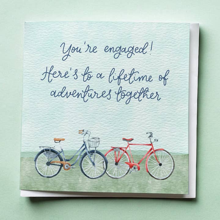 Bicycle Engagement Card - Lifetime of Adventures for wholesale by And Hope Designs - Cards, Stickers & Stationery