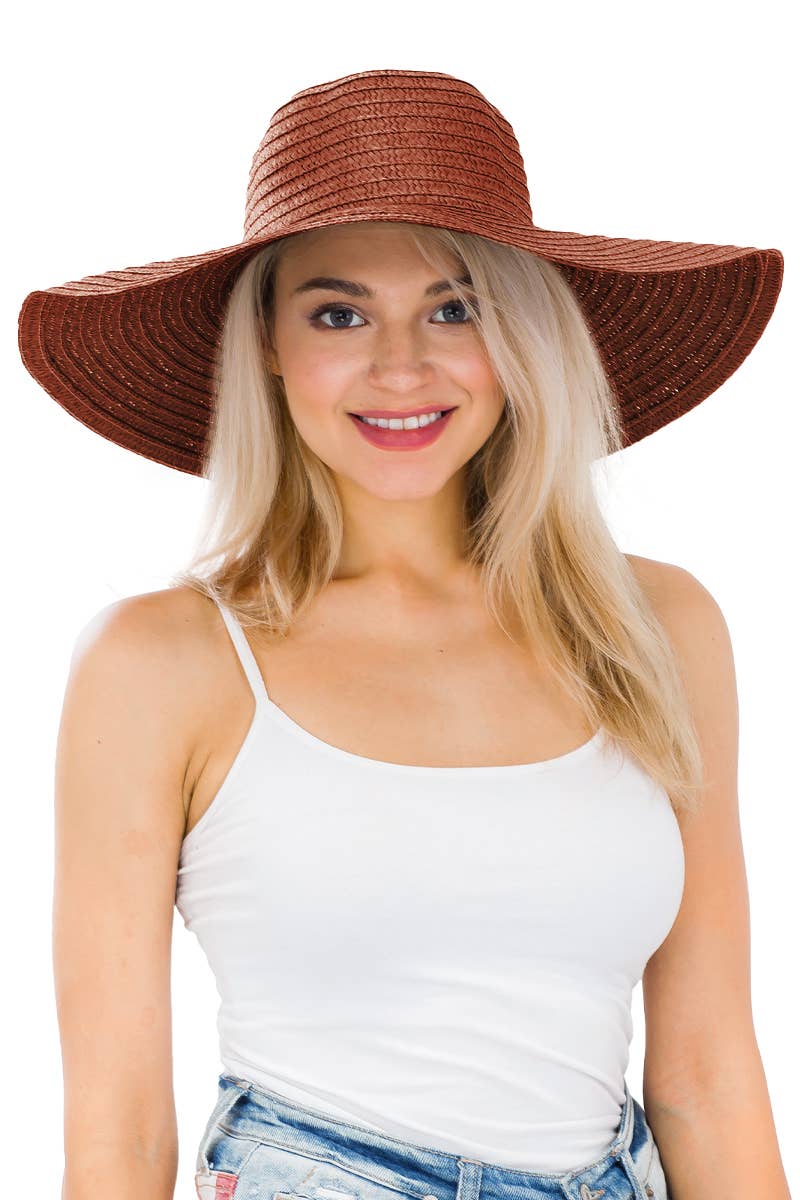 Cap Zone - Wholesale Straw Hat - Women's - Thin Light-Weight Floppy Straw Beach Sun Hat5