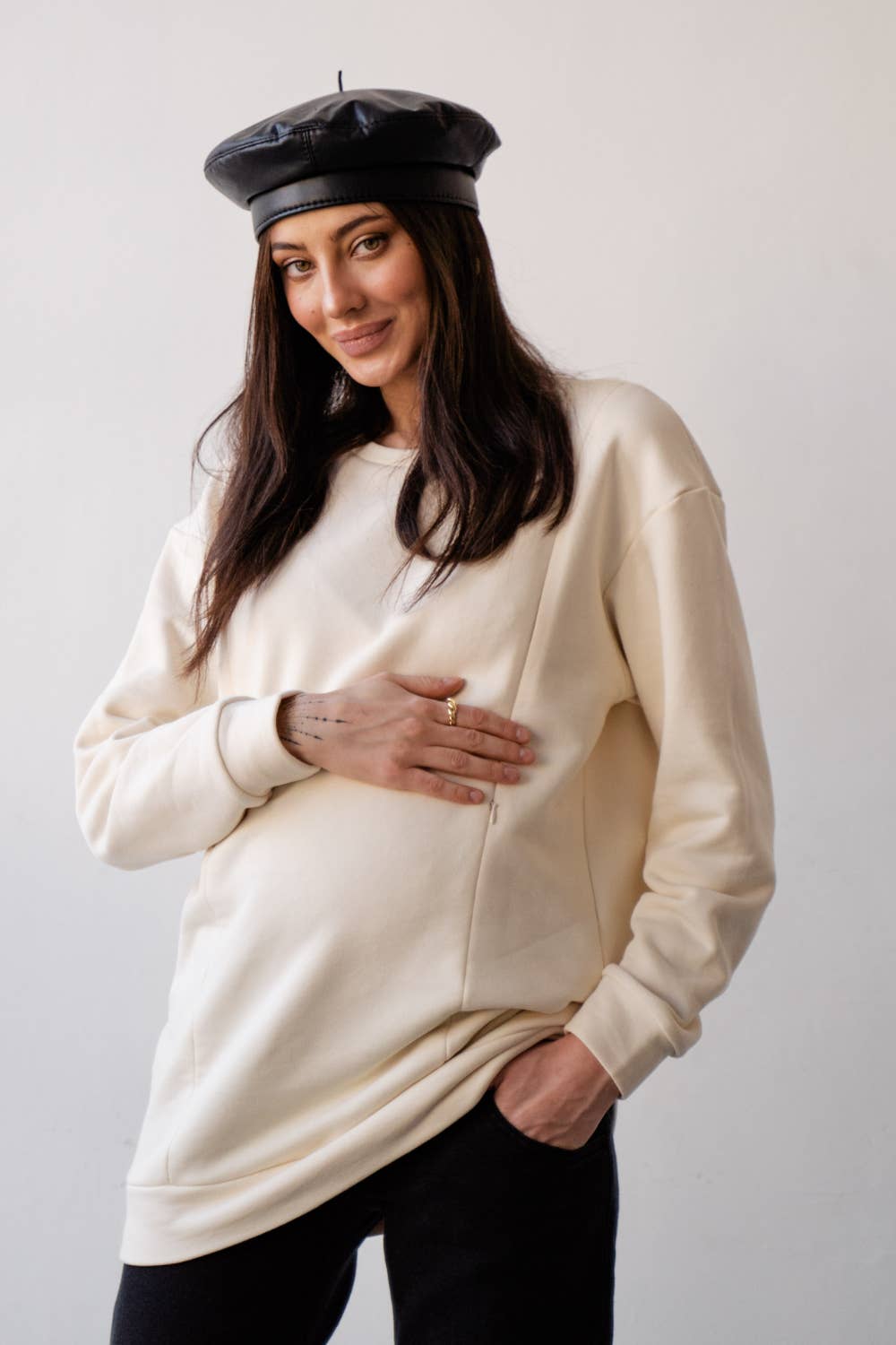 Maternity Clothing - Wholesale Sweatshirt - Women's - Oversized Basic Sweatshirt for Maternity and Nursing Moms 4355114