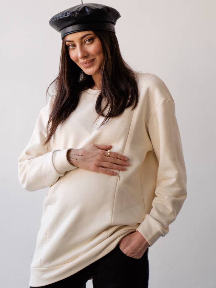 Maternity Clothing - Wholesale Sweatshirt - Women's - Oversized Basic Sweatshirt for Maternity and Nursing Moms 4355114
