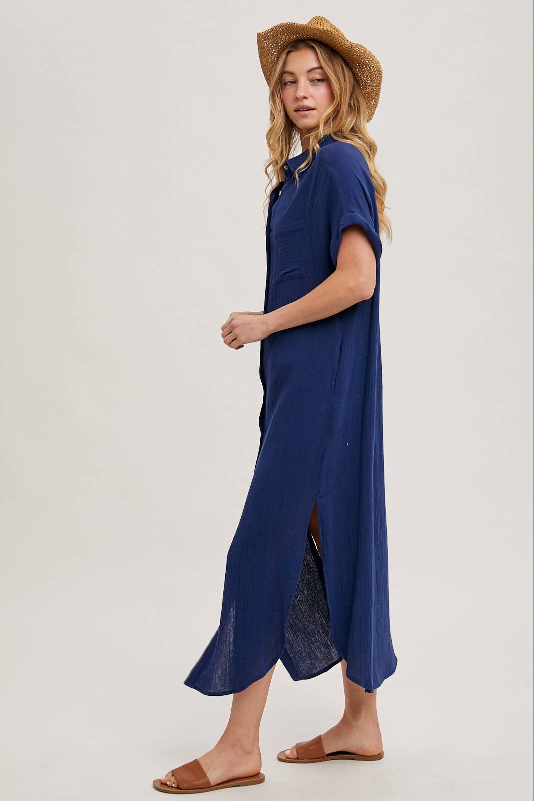 Bluivy - Wholesale Dress - Women's - BUTTON UP MAXI SHIRT DRESS WITH POCKET17