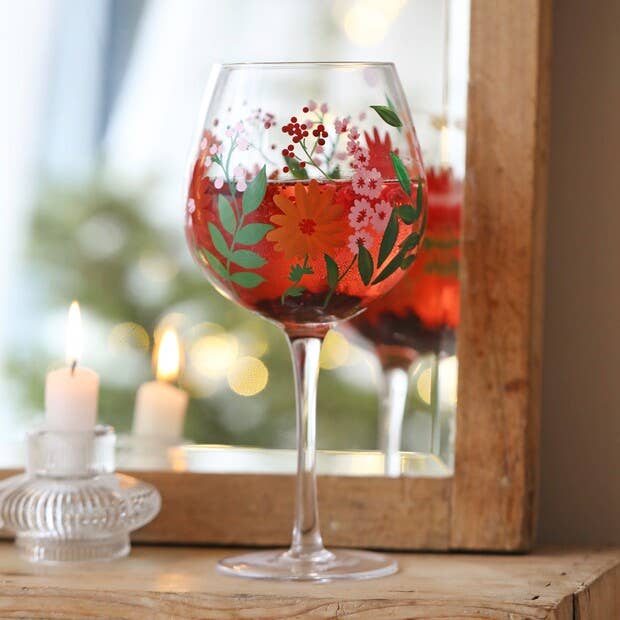 Lisa Angel - Wholesale Cocktail/Liquor Glass - Hand-Painted Wildflower Balloon Gin Glass