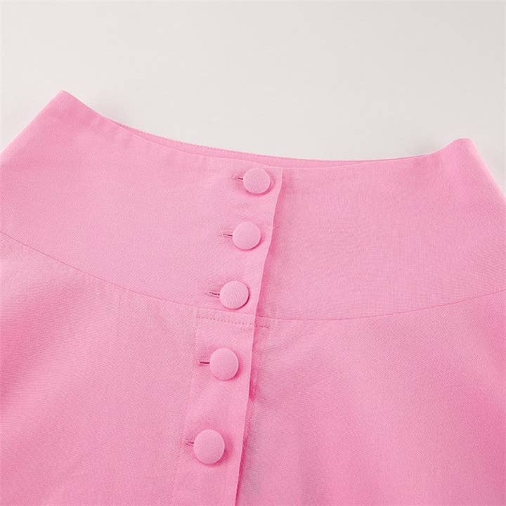 CANDY PINK Solid Color Tee A-Line Skirt Set for wholesale on Faire11