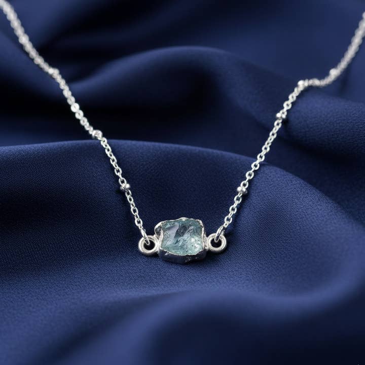 Handmade Aquamarine Pendant in its Natural form in Silver 92 for wholesale by Aromatik Australia
