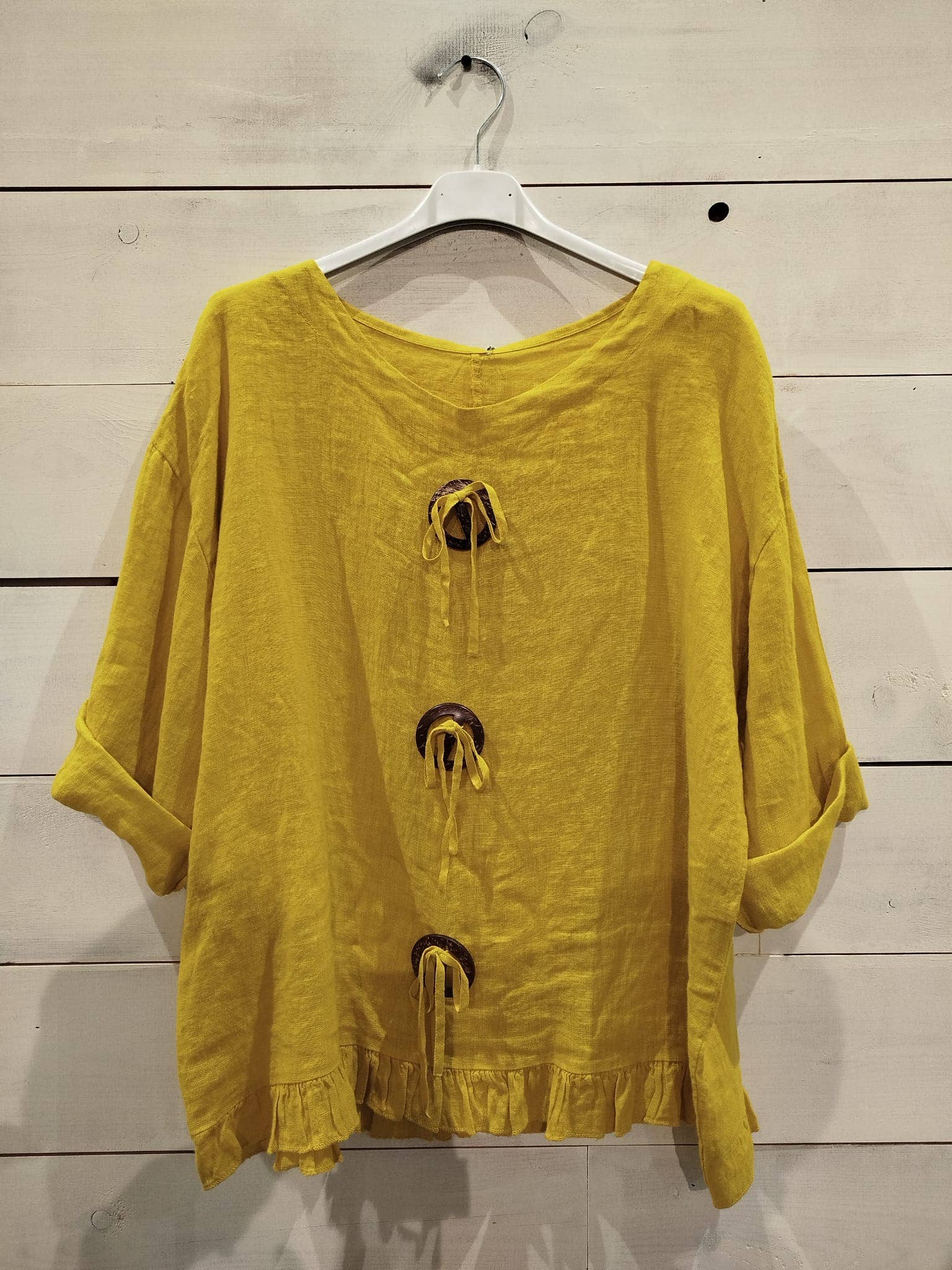 Linos y Textiles – wholesale Blus - Dam – Ringblus i 100 % linne5