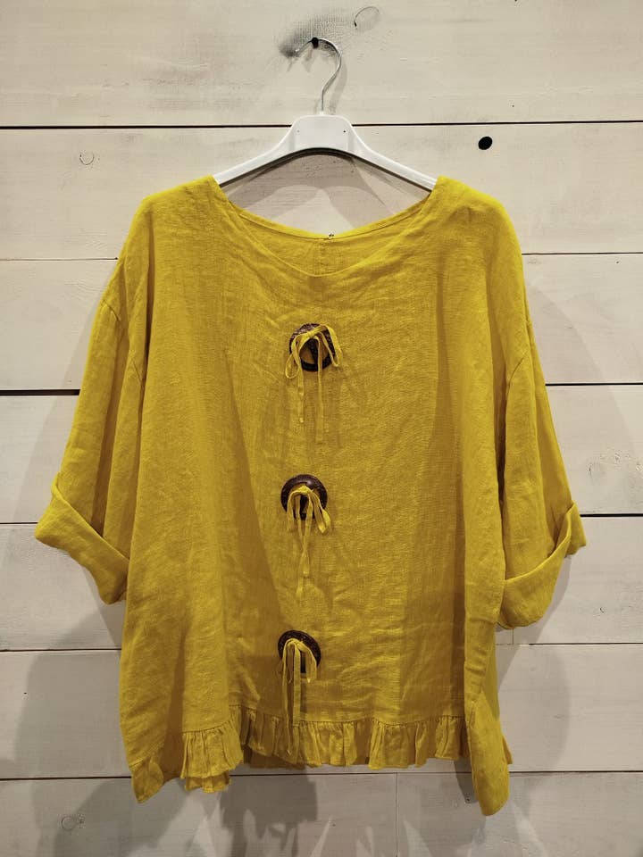 Linos y Textiles – wholesale Blus - Dam – Ringblus i 100 % linne5