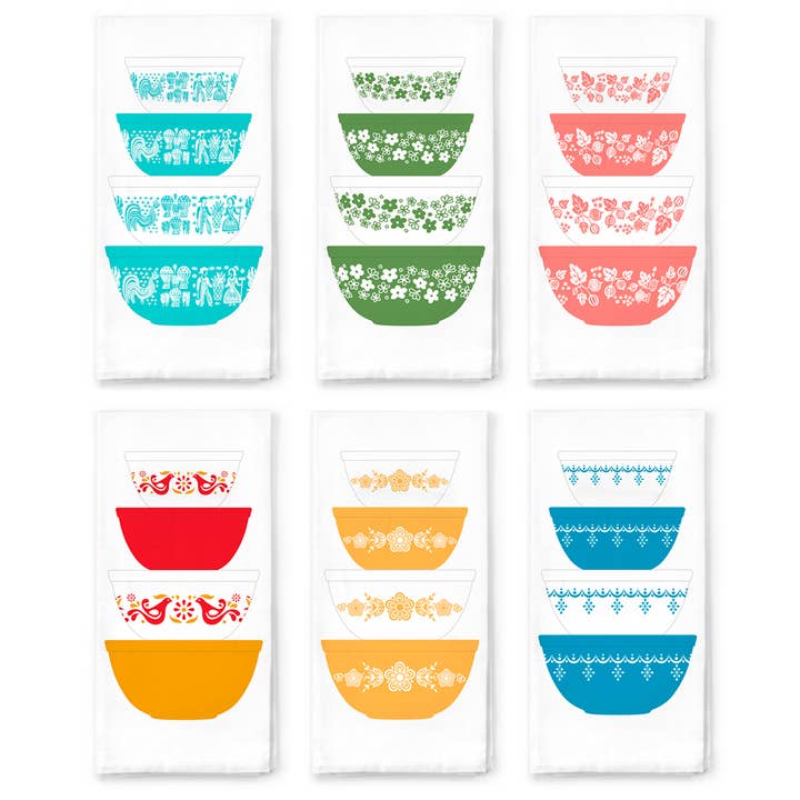Pyrex-Inspired Tea Towel Cotton – Retro Kitchen Gift for wholesale by Twinkltoast