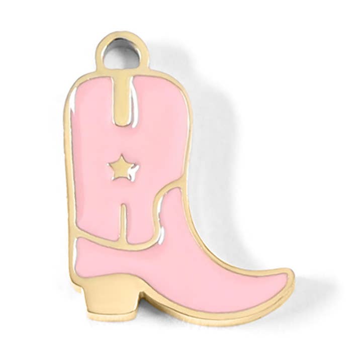 18K Gold PVD Stainless Steel Epoxy Pink Cowgirl Boot Charm and other Purchase Wholesale flatback resin charms. Free Returns & Net 60 Terms on Faire trending on Faire.