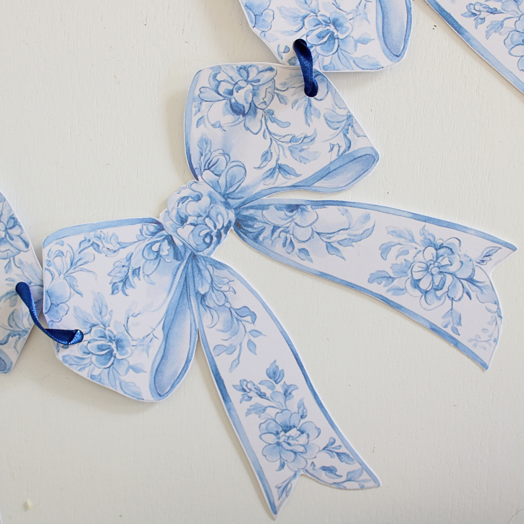 Pretty Homestyle - Wholesale Bunting/garland - Chinoiserie blue bow Paper Garland2
