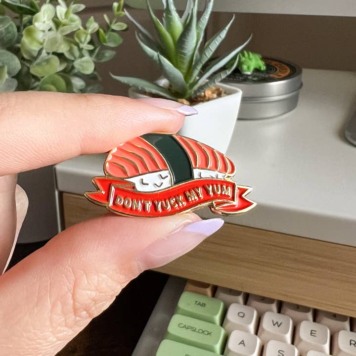Femme Flora Design - Wholesale Lapel Pin/Button - Don't Yuck My Yum Sake Sushi Nigiri Pastel Soft Enamel Pin1