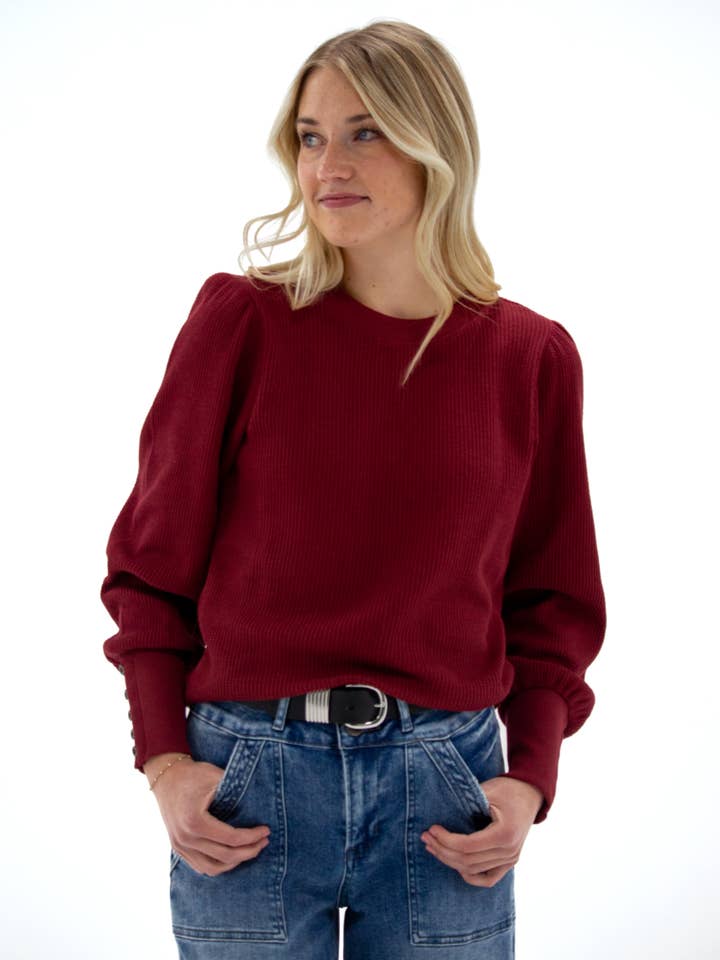 Best Days Bishop Long Sleeve Waffle Knit Pullover Top for wholesale by Downeast