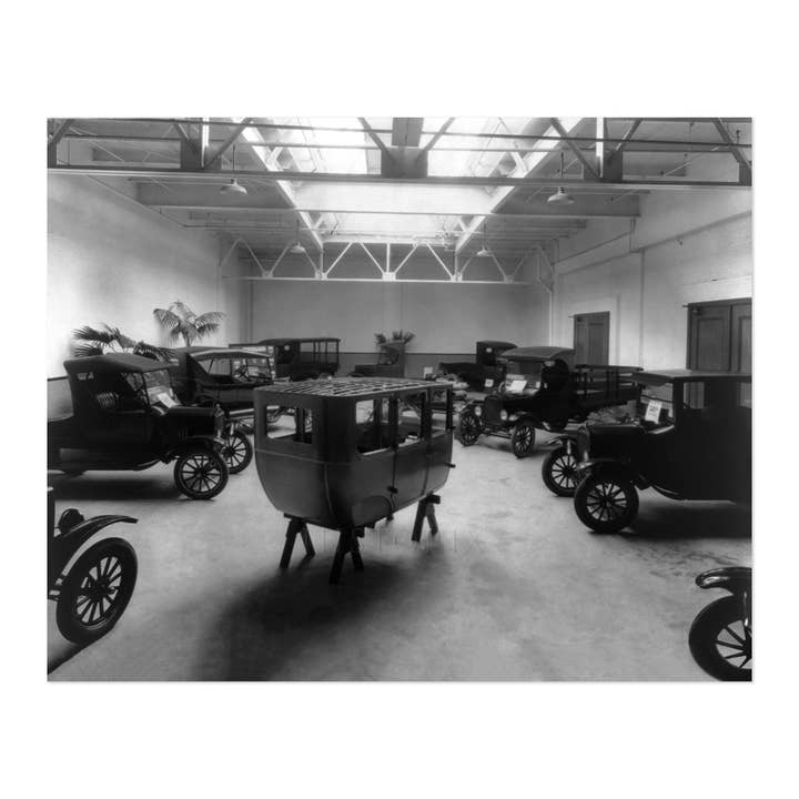 1925 Ford Motor Company Photo Print - Vintage Photo Ford Display Room - Old Photo of Ford Automobiles on Display Poster for wholesale by Historic Prints