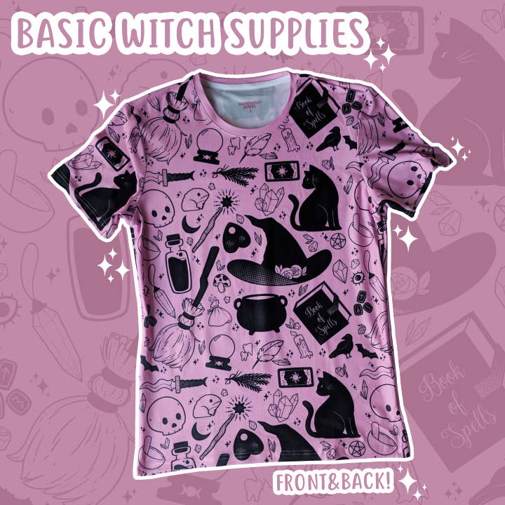 Basic Witch, Pink T-Shirt for wholesale by Sugar Cubed Studios