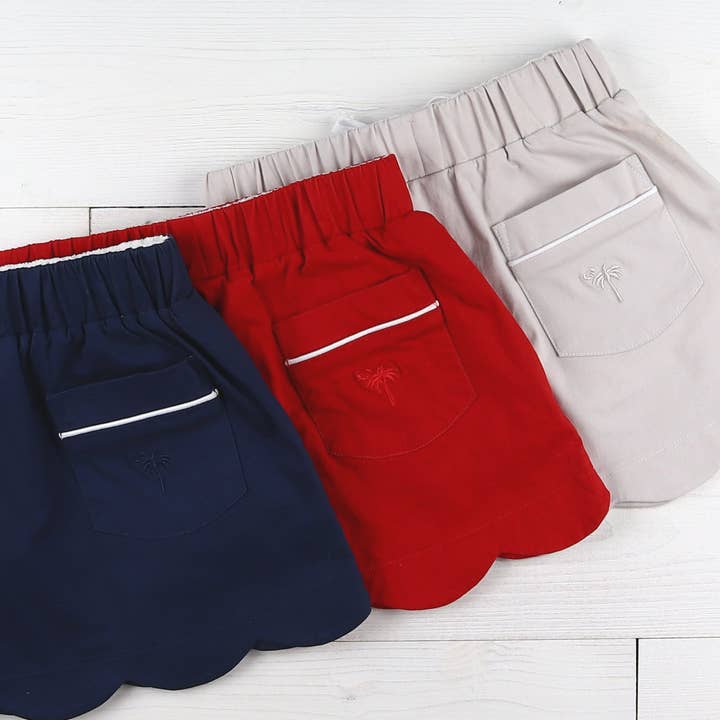 Shrimp and Grits Kids - Wholesale Skort - Kids - Girls Scallop Skort - Red Twill5