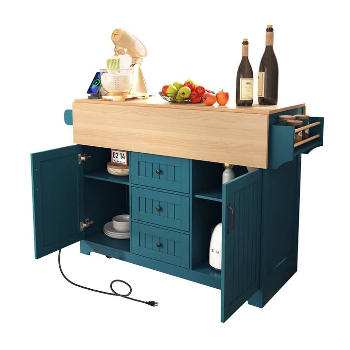 HOMYCASA DESIGN INC - Wholesale Kitchen Storage/Organizer - Large Kitchen Island Rolling Cart with Drop Leaf Storage10