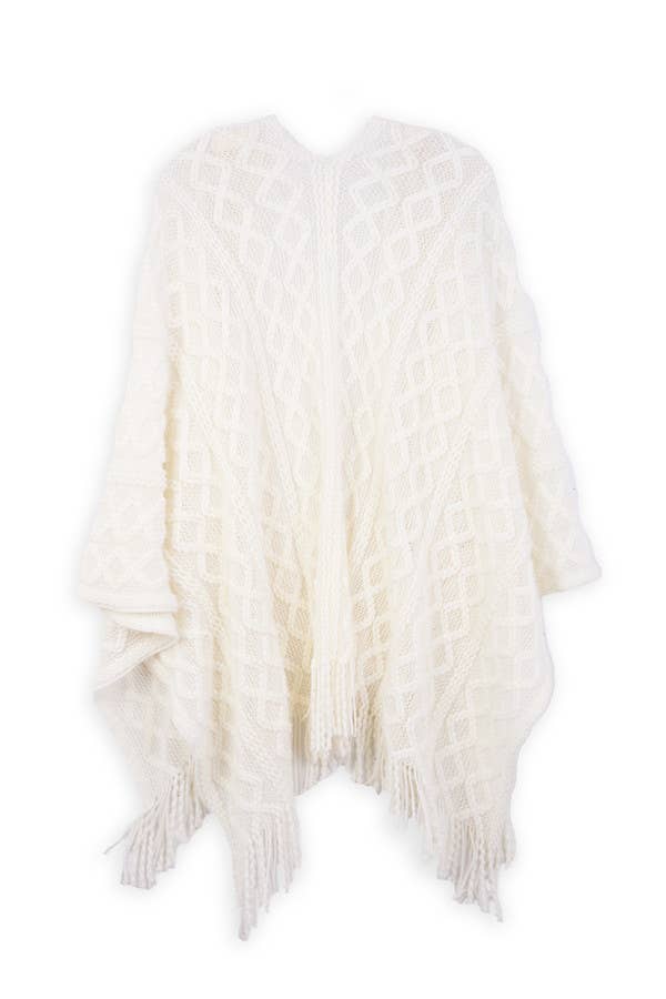 SAACHI - Venta al por mayor Kimono - Mujer - Ruana con Flecos de Cable7