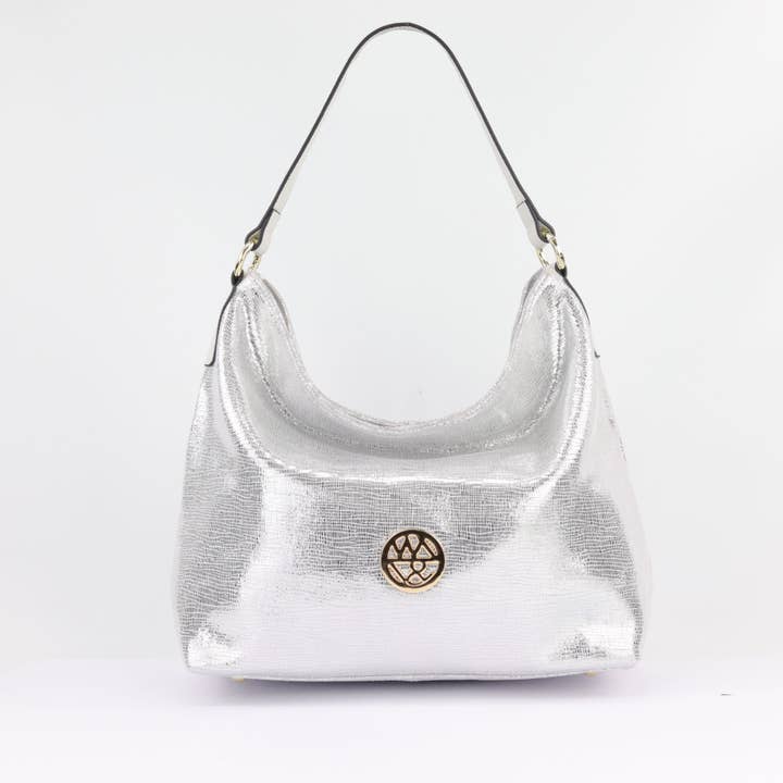 Amber Silver Lattice Suede Hobo for wholesale by Willow & Zac