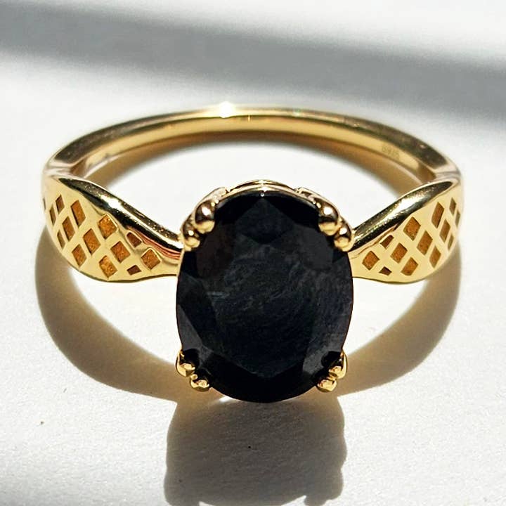 SCHWARZER BANDRING MIT OVALEM SCHLIFF - SX1385R für den Großhandel von HolyBang Jewels
