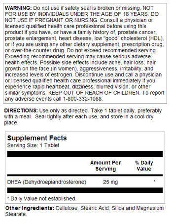 KAL - Wholesale Oral Supplement/Vitamin - DHEA Tablets 25 mg1
