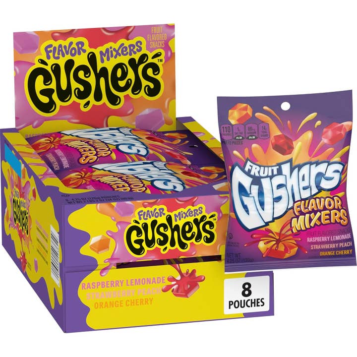 Fruit Gushers Peg Bag Super Flavor Mixers 4.25 oz 8 count for wholesale by Snacky Candy